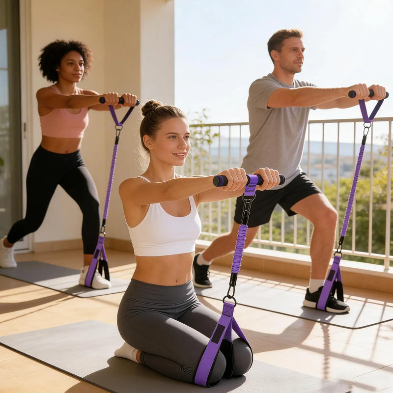Total Body Pedal Resistance Band Trainer – Elastic Leg & Arm Workout System with Foot Pedals & Handles