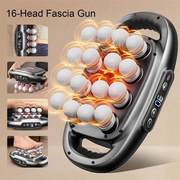 16-Head Deep Tissue Massage Gun Set – Electric Muscle Relaxation & Recovery Massager for Full Body Pain Relief