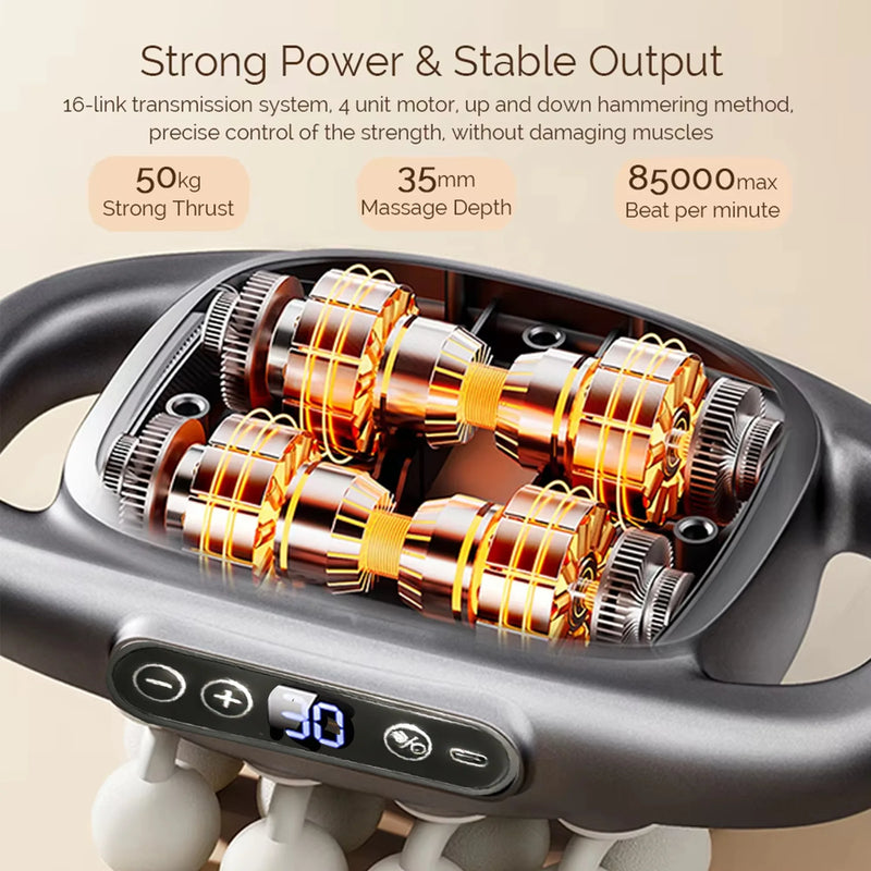 16-Head Deep Tissue Massage Gun Set – Electric Muscle Relaxation & Recovery Massager for Full Body Pain Relief