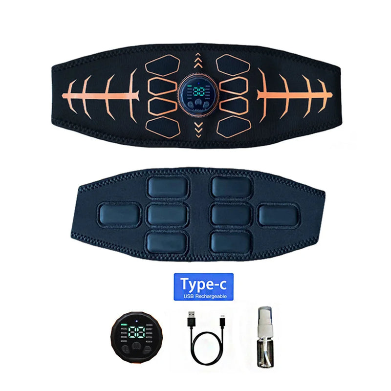 Smart EMS Ab Trainer Belt – USB Rechargeable Muscle Toner & Body Sculpting Fitness Massager