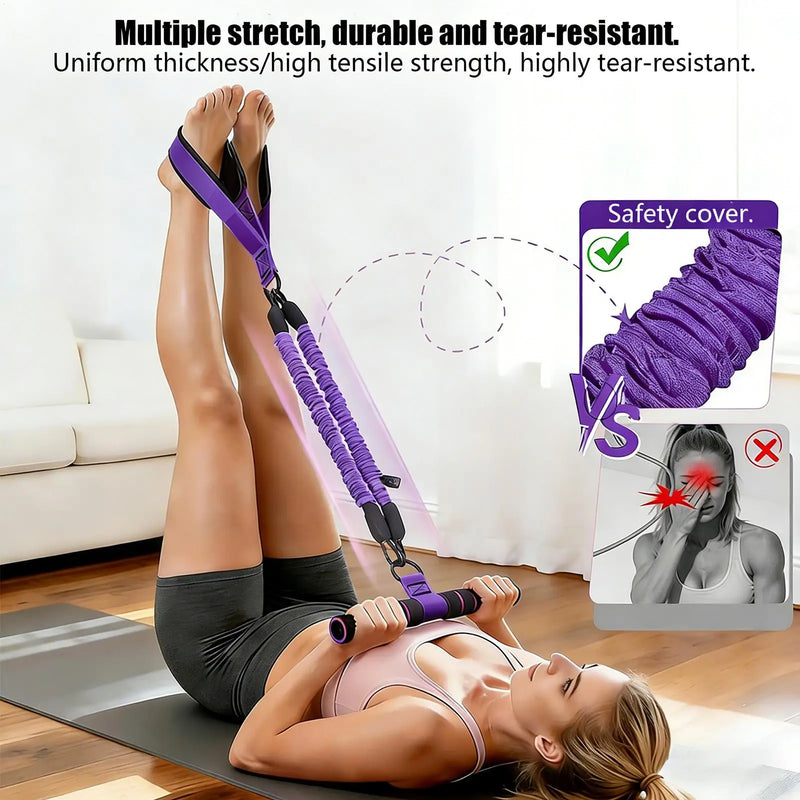 Total Body Pedal Resistance Band Trainer – Elastic Leg & Arm Workout System with Foot Pedals & Handles
