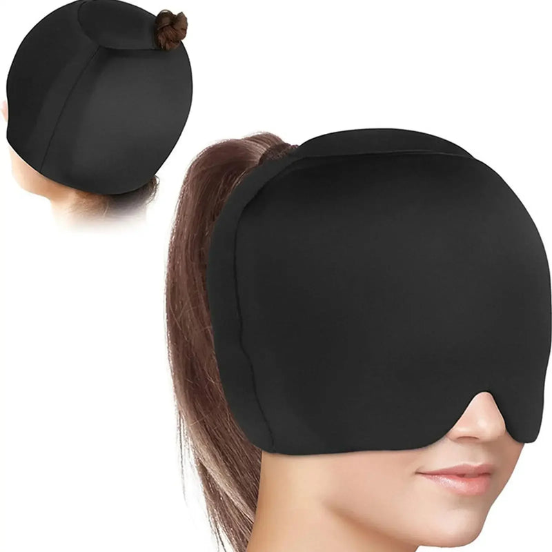 1Pc Ice Cap, Migraine Headache Head Wrap, Hot Cold Gel Hat, Gel Ice Pack, Light Blocking - with Extra Gel on the Top